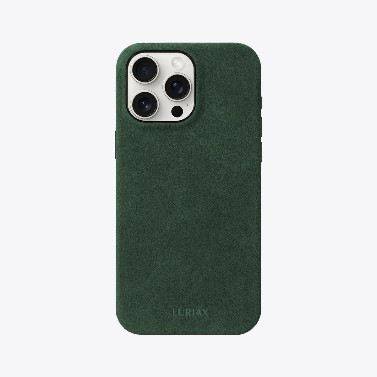 Luriax Signature Handcrafted Case iPhone 16 — British Racing Green — rear view and camera opening