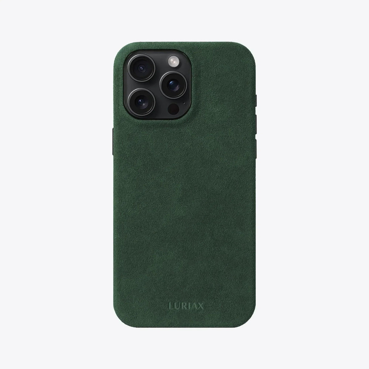 Luriax Signature Handcrafted Case iPhone 16 — British Racing Green — rear view and camera opening