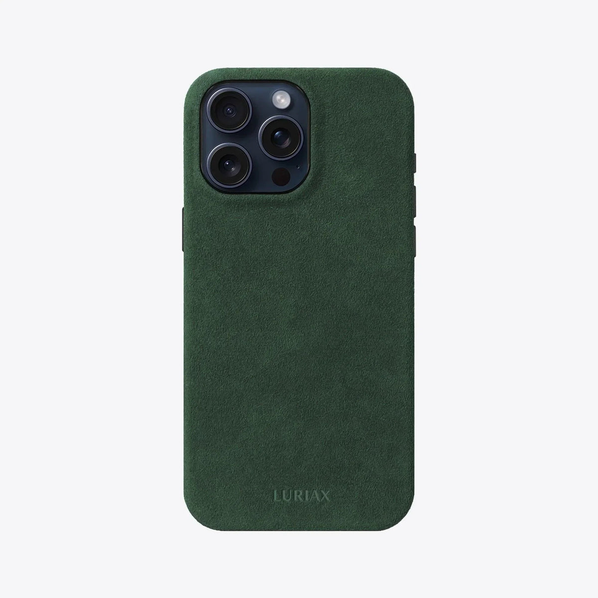 Luriax Signature Handcrafted Case iPhone 16 — British Racing Green — rear view and camera opening
