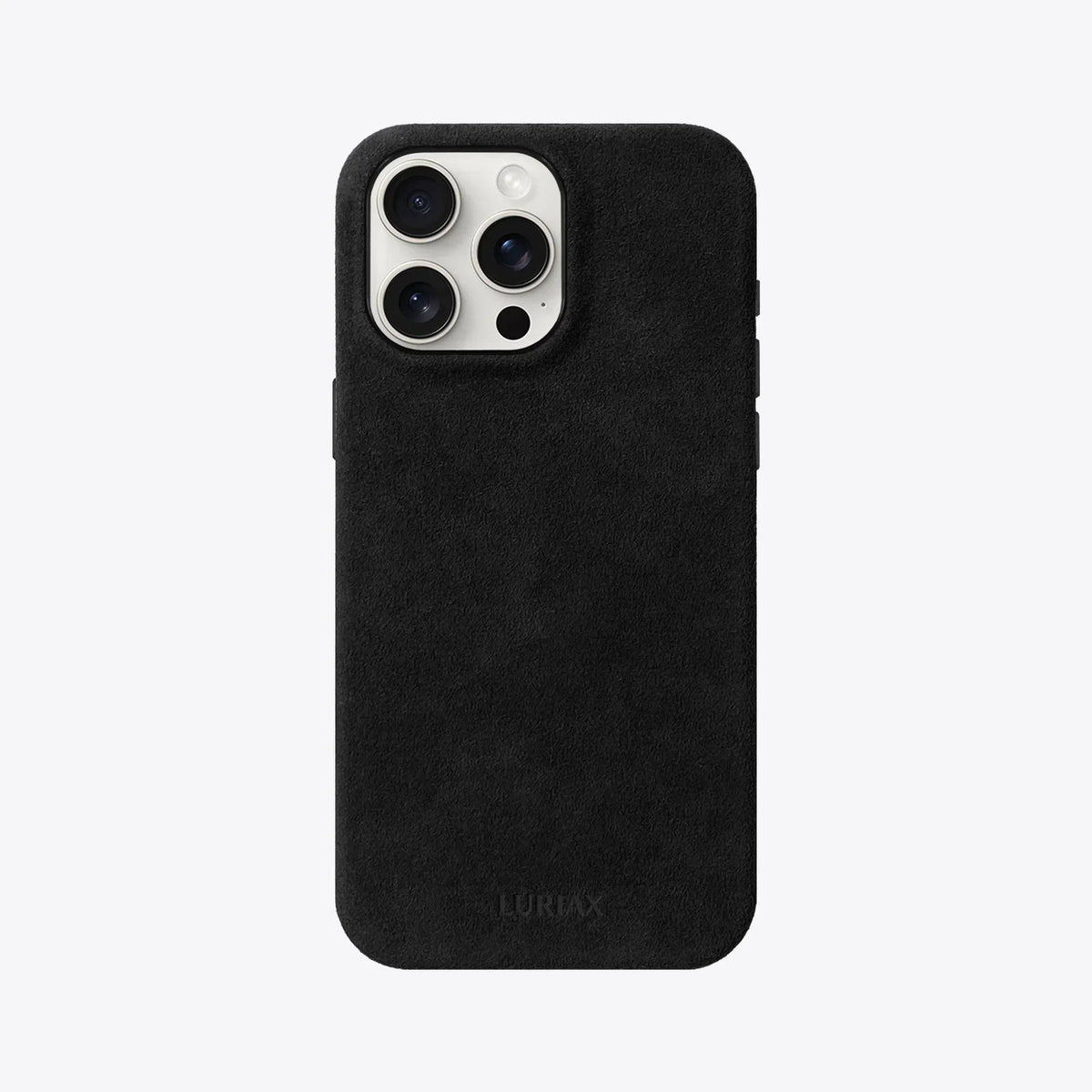Luriax Signature Handcrafted Case iPhone 15 — Pure Black — rear view and camera opening