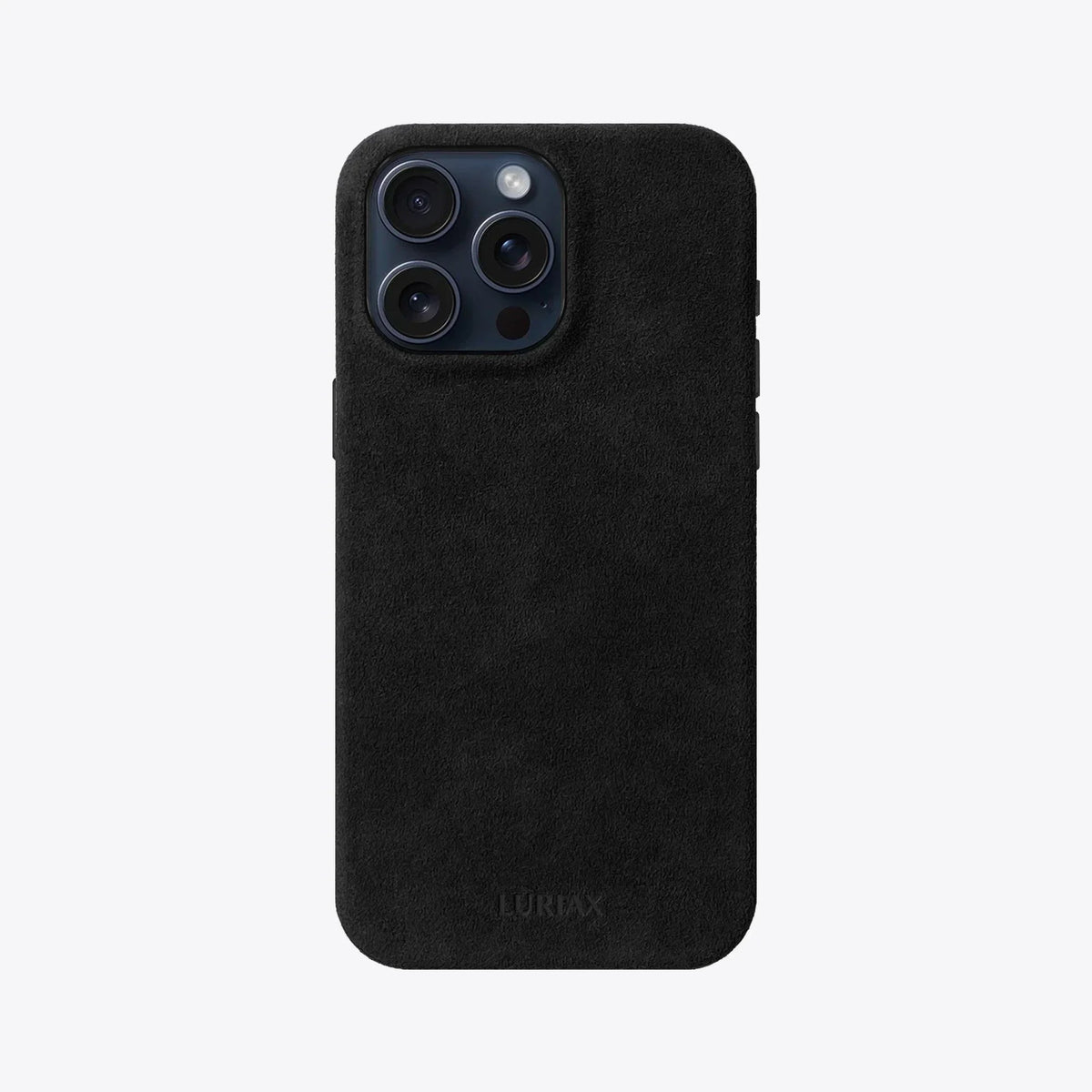 Luriax Signature Handcrafted Case iPhone 15 — Pure Black — rear view and camera opening