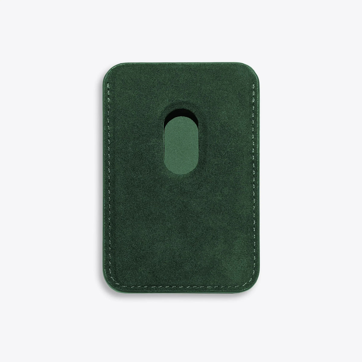 Luriax Alcantara MagSafe Wallet — British Racing Green — rear magnetic attachment side