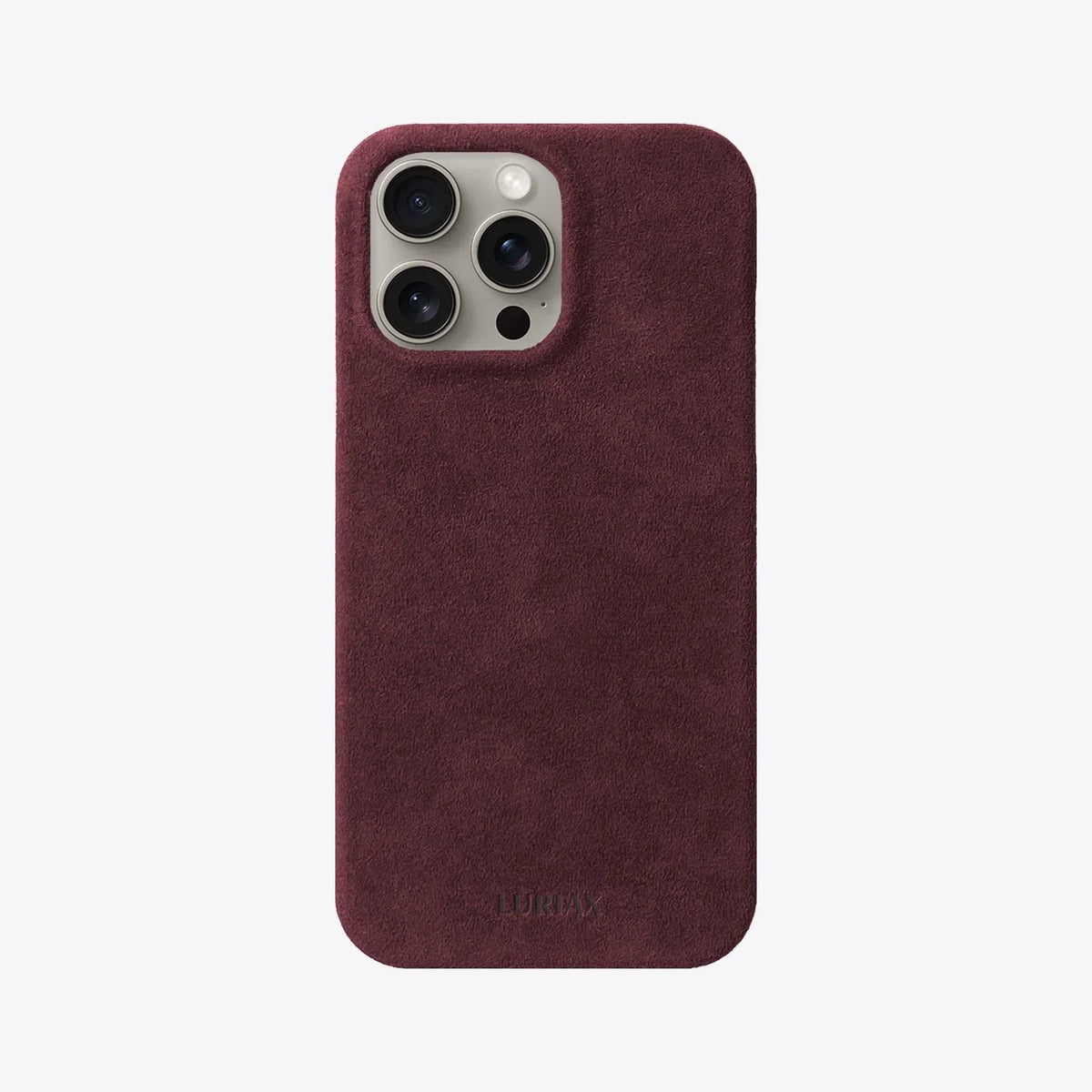 Luriax Minimal iPhone 15 Case — Bordeaux — rear view and camera opening