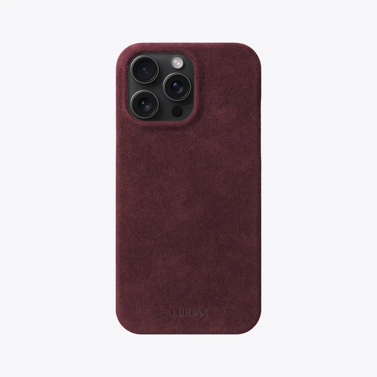 Luriax Minimal iPhone 15 Case — Bordeaux — rear view and camera opening