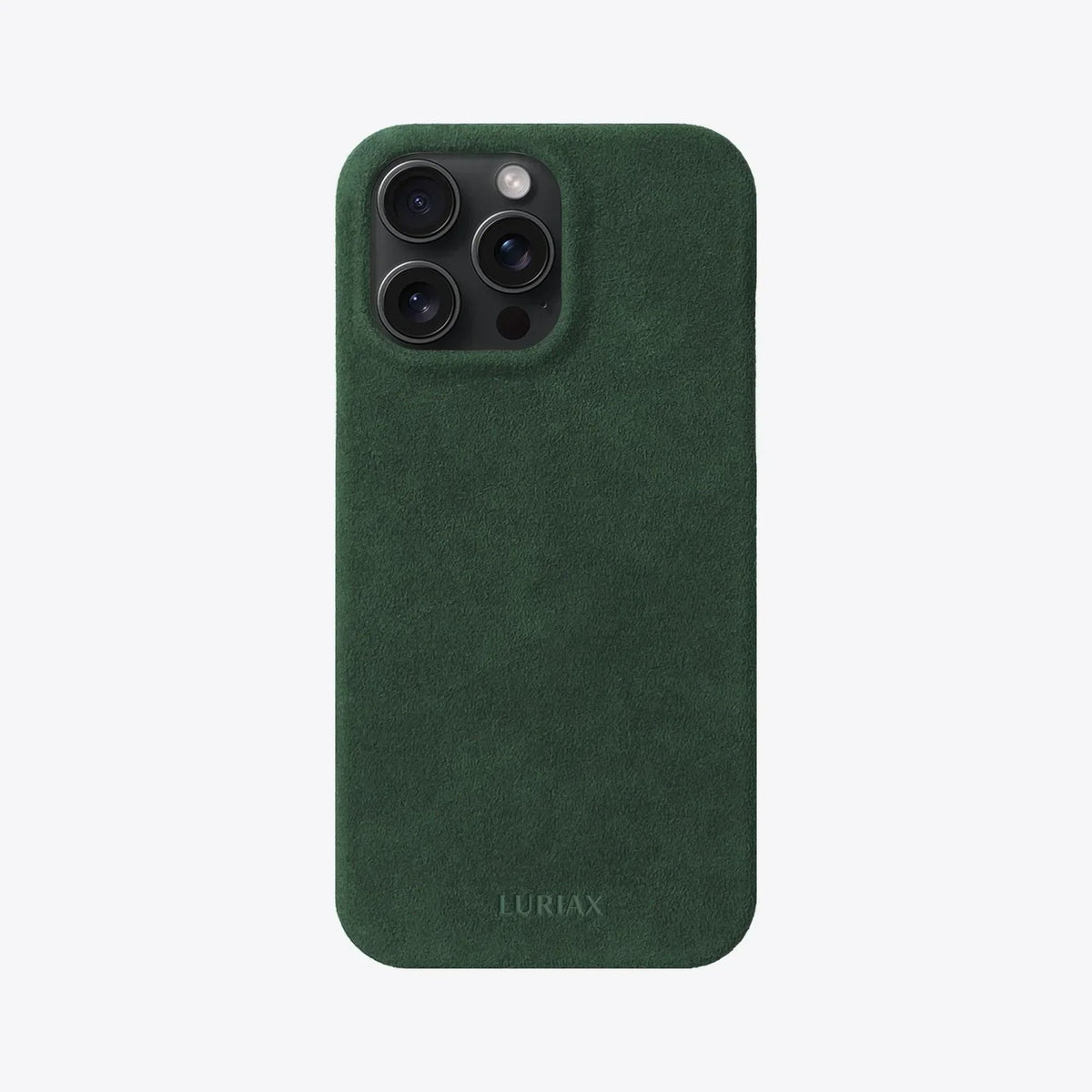 Luriax Minimal iPhone 14 Case — British Racing Green — rear view and camera opening