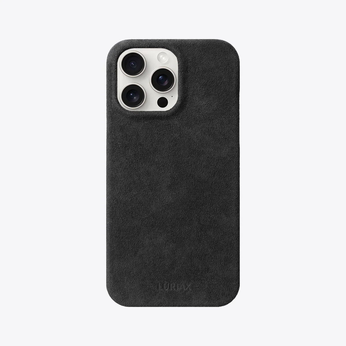 Luriax Minimal iPhone 15 Case — Black Caviar — rear view and camera opening