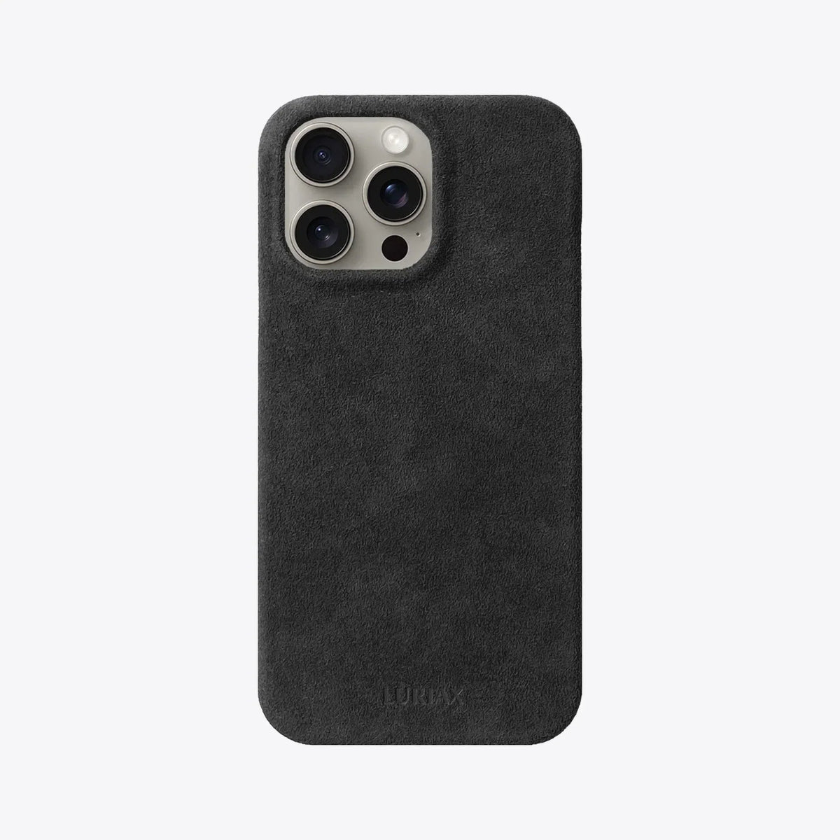 Luriax Minimal iPhone 14 Case — Black Caviar — rear view and camera opening