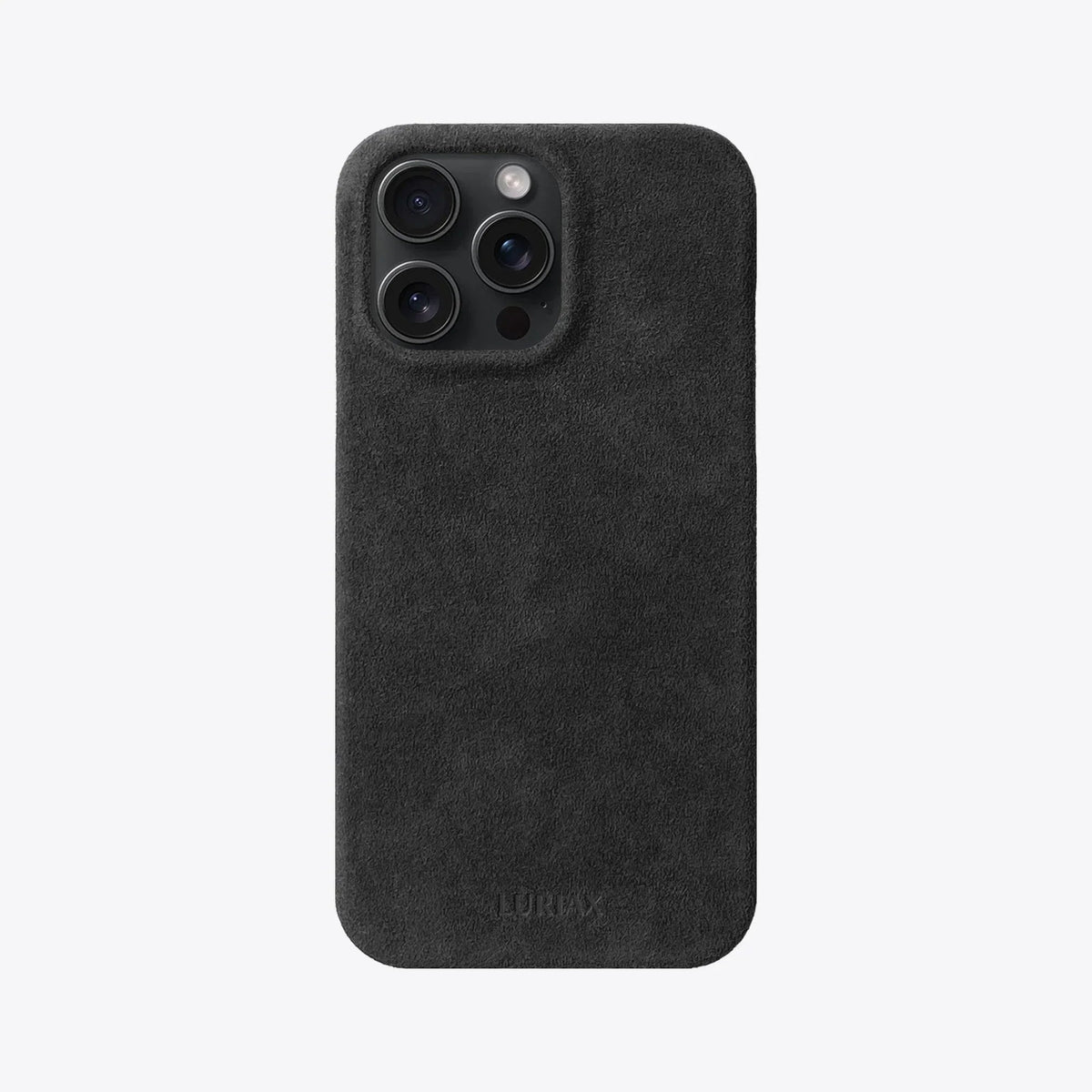 Luriax Minimal iPhone 15 Case — Black Caviar — rear view and camera opening