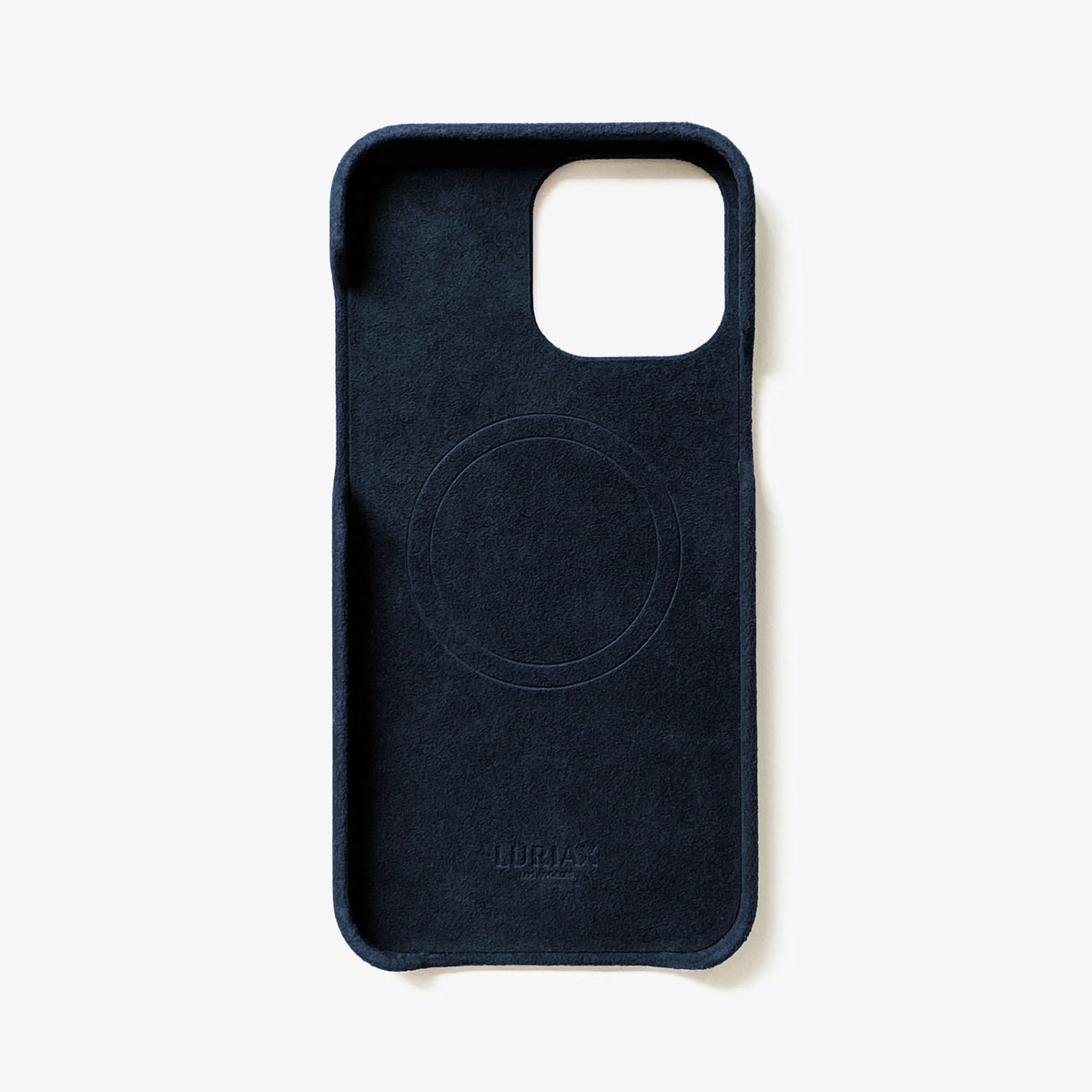 Luriax Minimal iPhone 15 Case — Midnight Blue — interior and camera opening