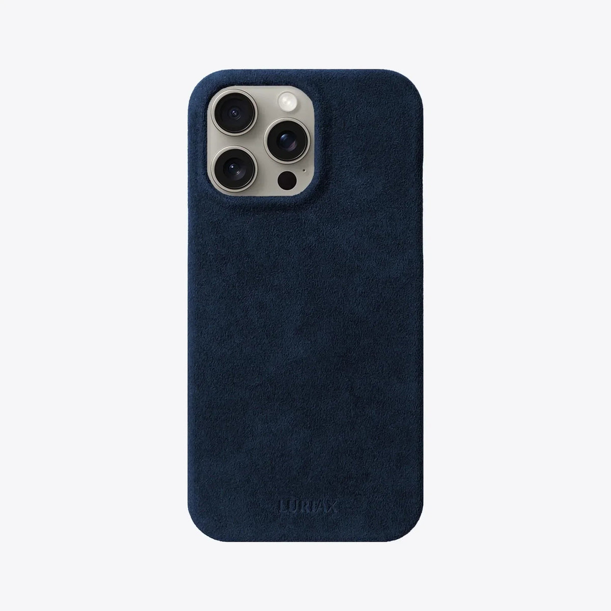 Luriax Minimal iPhone 15 Case — Midnight Blue — rear view and camera opening