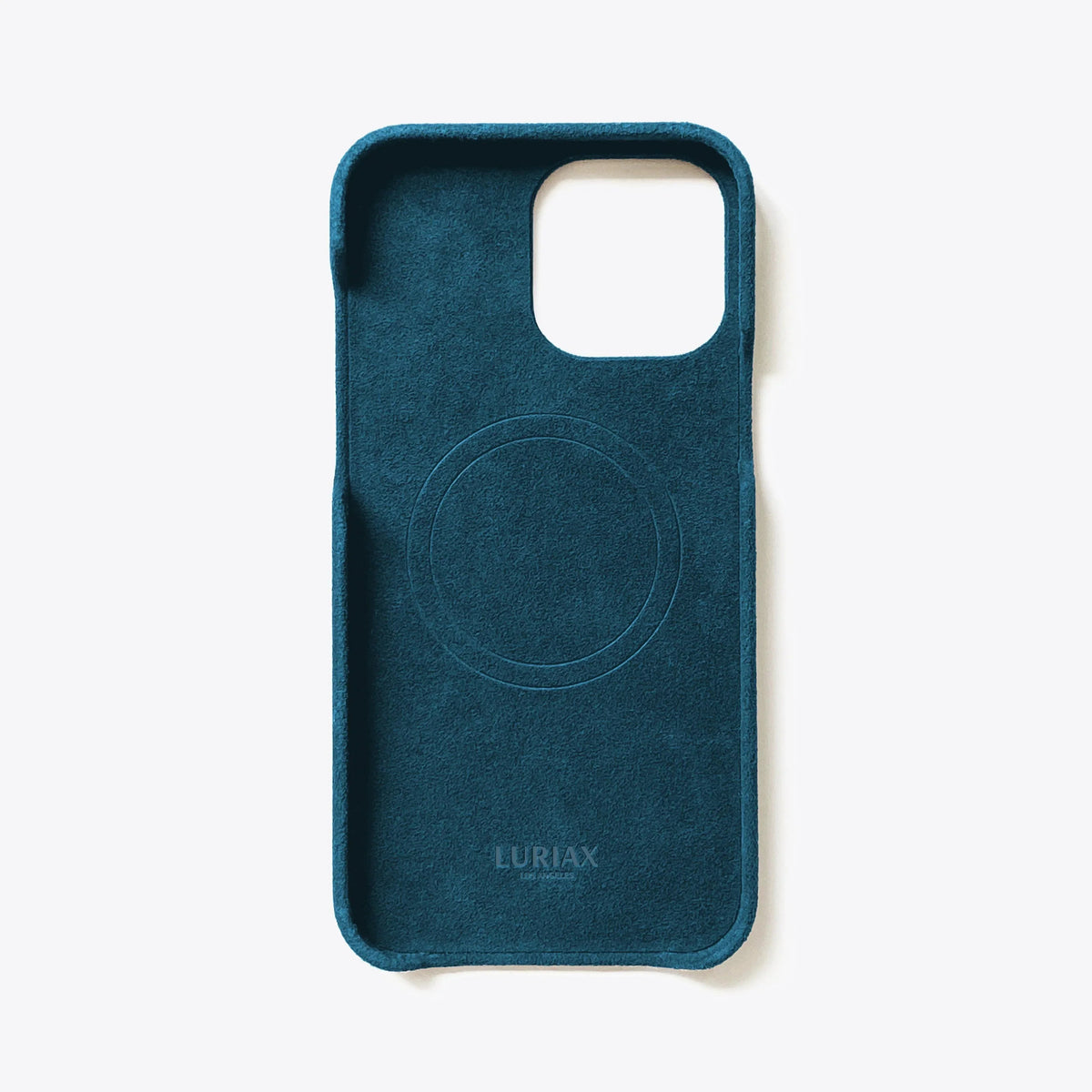 Luriax Minimal iPhone 14 Case — Prussian Blue — interior and camera opening