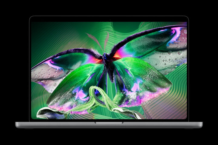 Apple MacBook Pro with PROLED XDR Display showing a butterfly