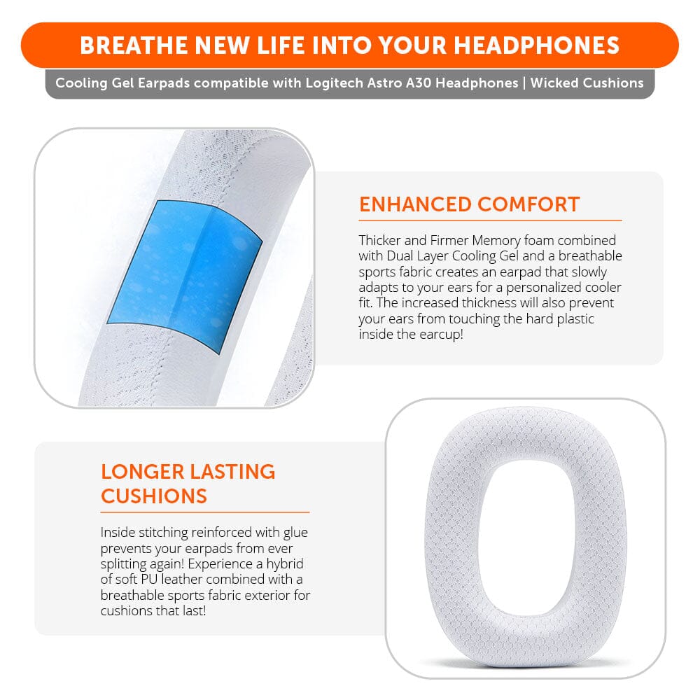 Wicked Cushions Astro A30 Earpads - WC FreeZe Cooling Gel