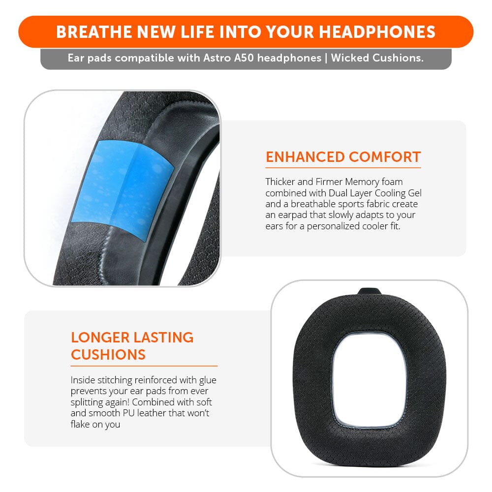 Wicked Cushions Astro A50 Gen 4, Gen 5 and A50X Earpads - WC FreeZe Cooling Gel