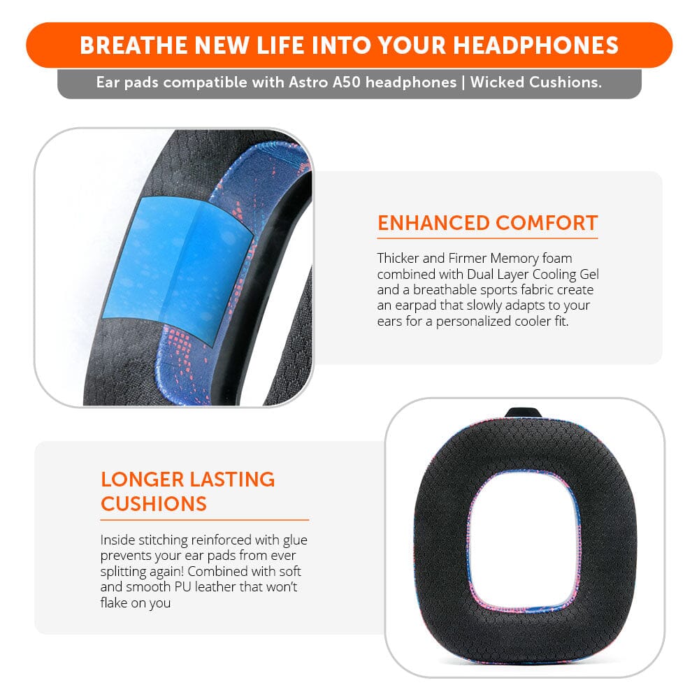 Wicked Cushions Astro A50 Gen 4, Gen 5 and A50X Earpads - WC FreeZe Cooling Gel