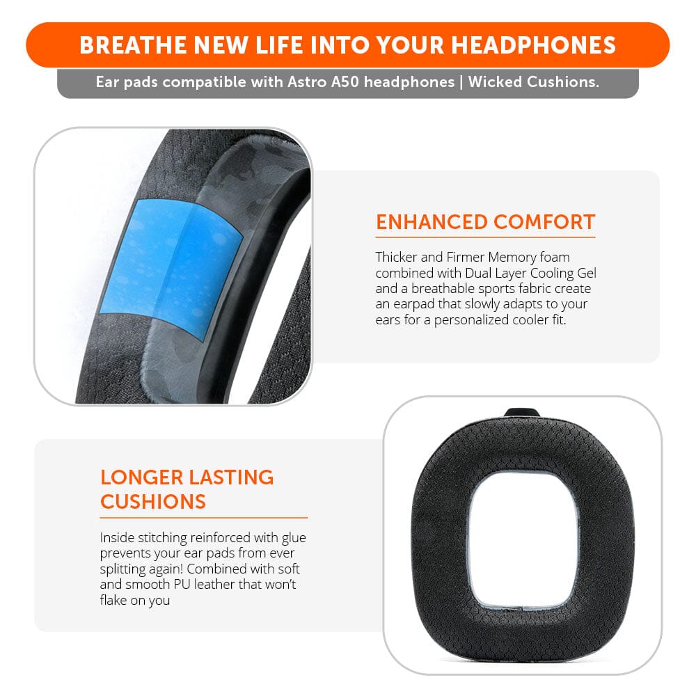 Wicked Cushions Astro A50 Gen 4, Gen 5 and A50X Earpads - WC FreeZe Cooling Gel