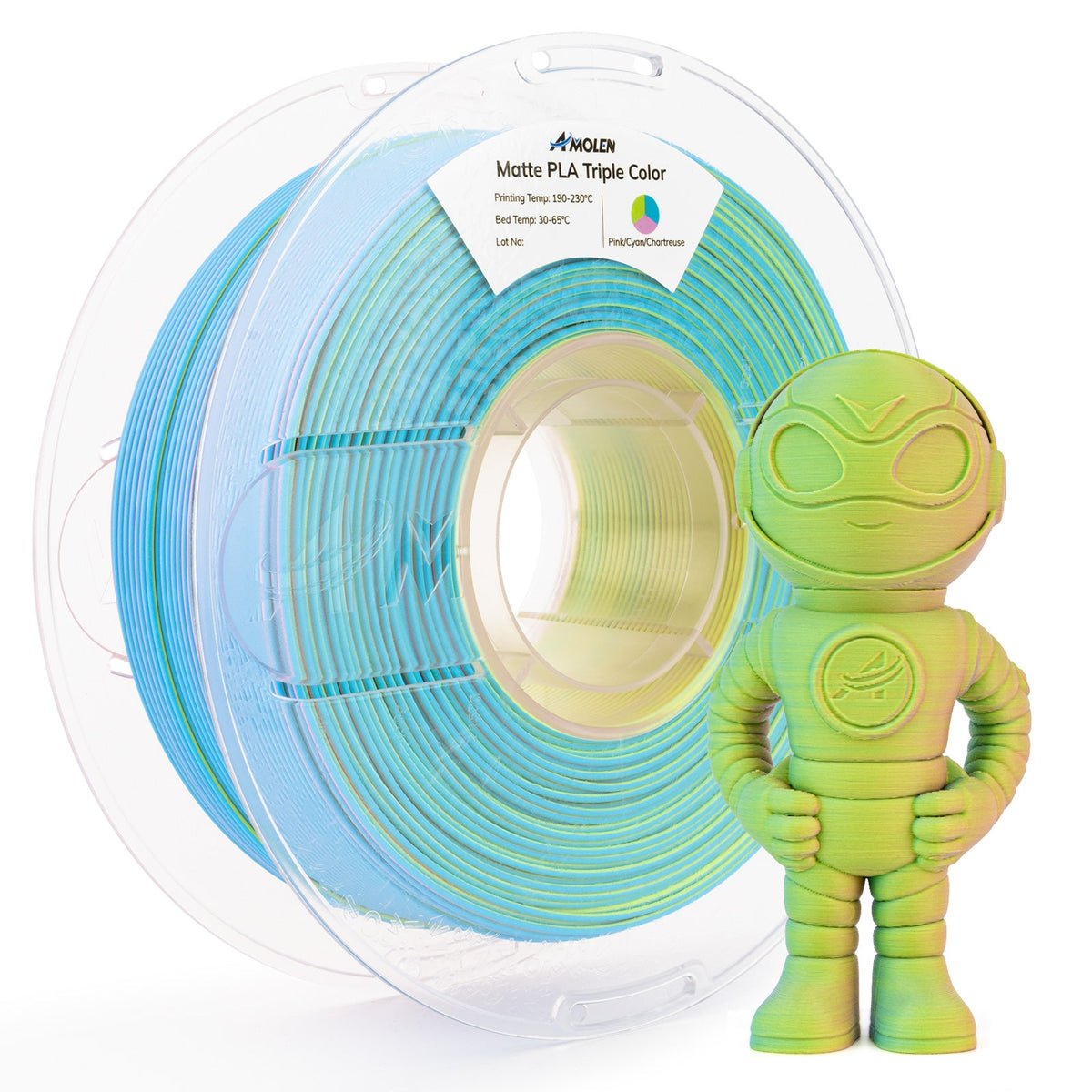 Amolen PLA Matte Triple Filament 1.75mm, 1KG/2.2LB