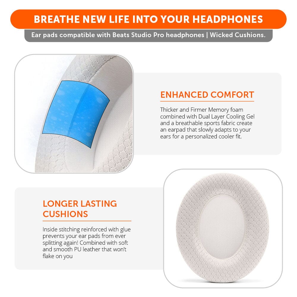 Wicked Cushions Beats Studio Pro Cooling Gel Earpads - WC FreeZe