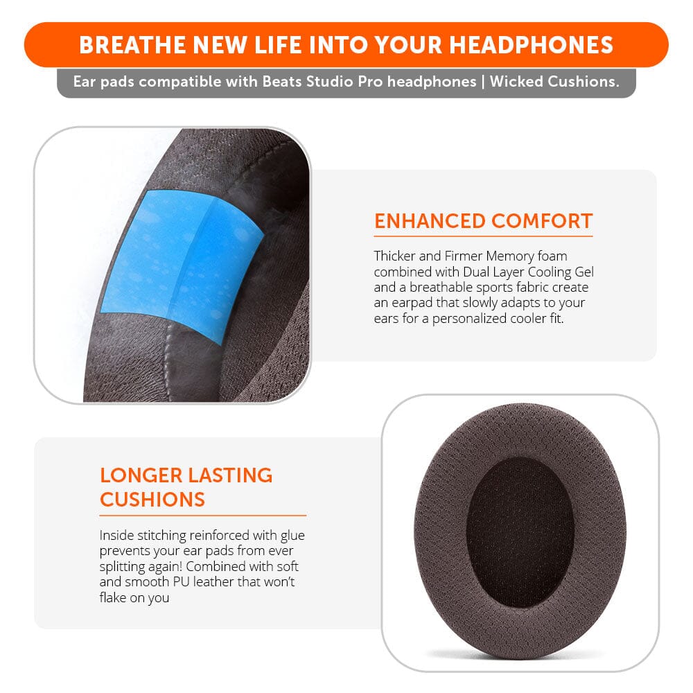 Wicked Cushions Beats Studio Pro Cooling Gel Earpads - WC FreeZe