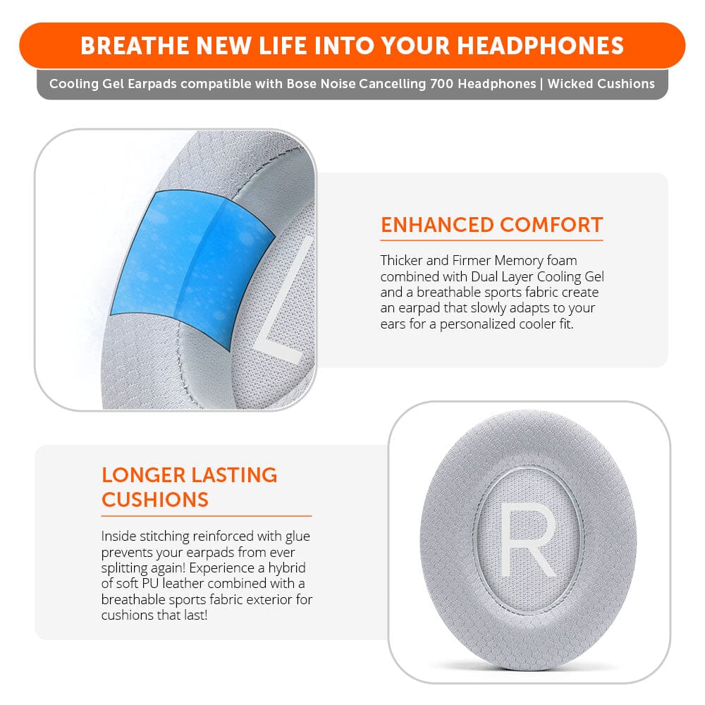 Wicked Cushions Bose NC 700 Cooling Gel Earpads - WC FreeZe
