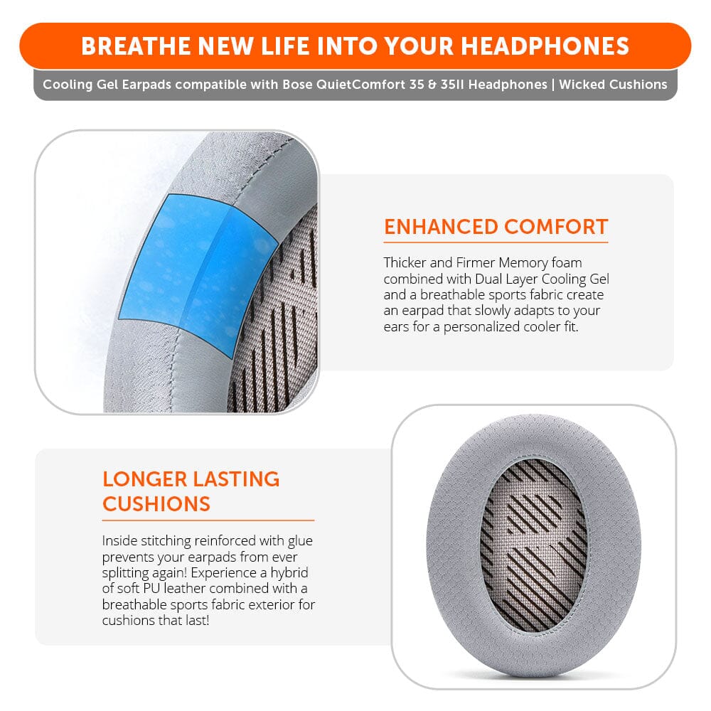 Wicked Cushions Bose QC35 Cooling Gel Earpads - WC FreeZe