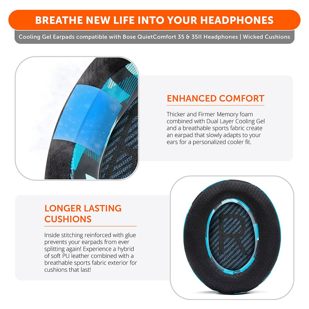 Wicked Cushions Bose QC35 Cooling Gel Earpads - WC FreeZe