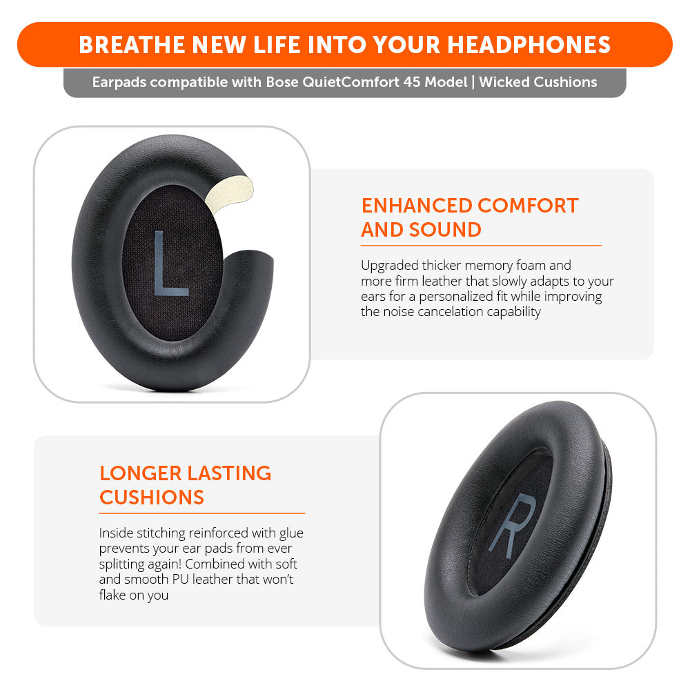 Wicked Cushions Bose QC45 Replacement Ear Pads