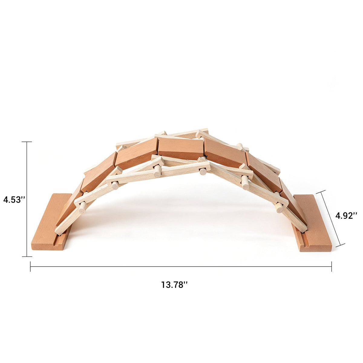 Kitsville Leonardo da Vinci Bridge Engineering Kit — dimension diagram