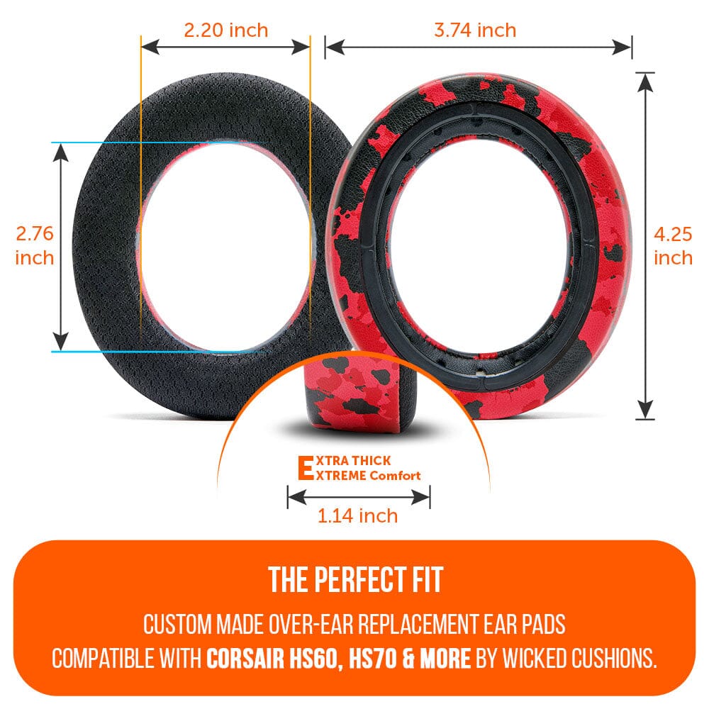 Wicked Cushions Corsair HS50, HS60, and HS70 Earpads - WC FreeZe Cooling Gel
