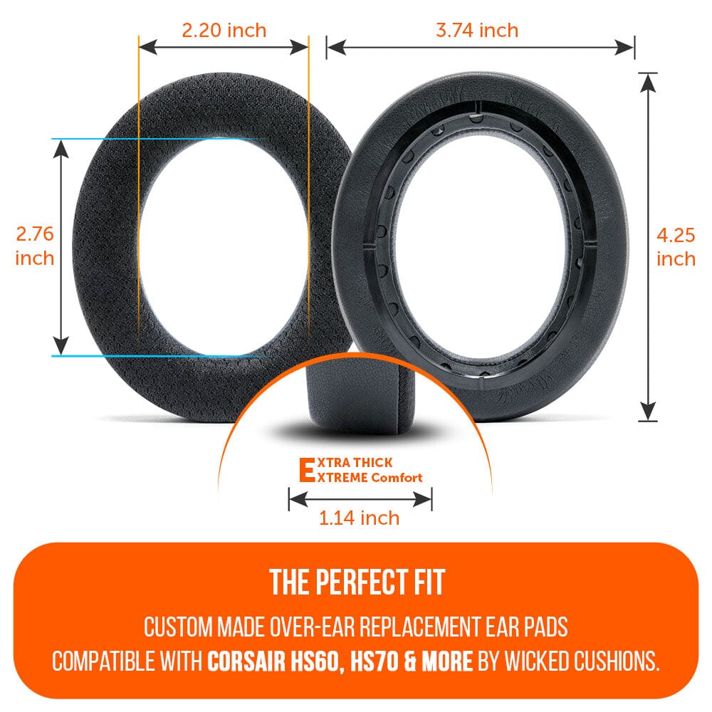 Wicked Cushions Corsair HS50, HS60, and HS70 Earpads - WC FreeZe Cooling Gel
