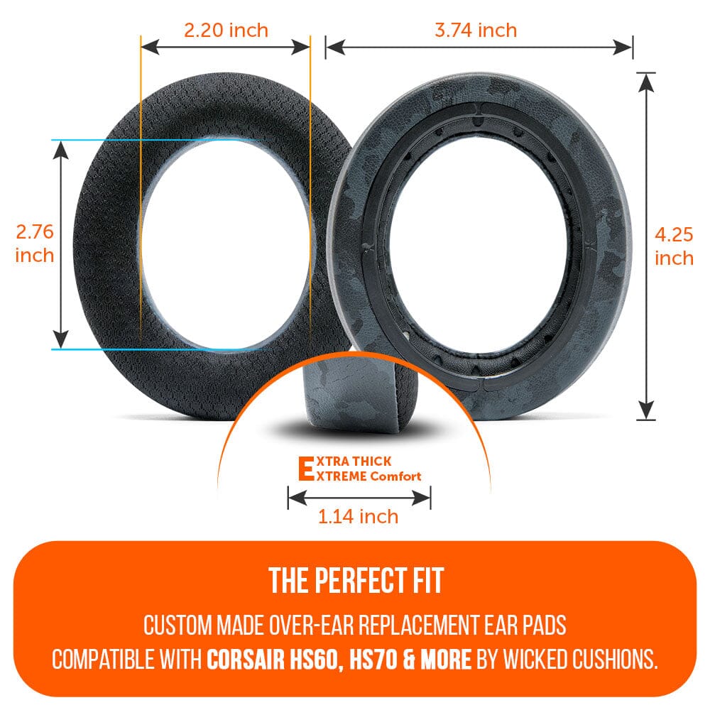 Wicked Cushions Corsair HS50, HS60, and HS70 Earpads - WC FreeZe Cooling Gel