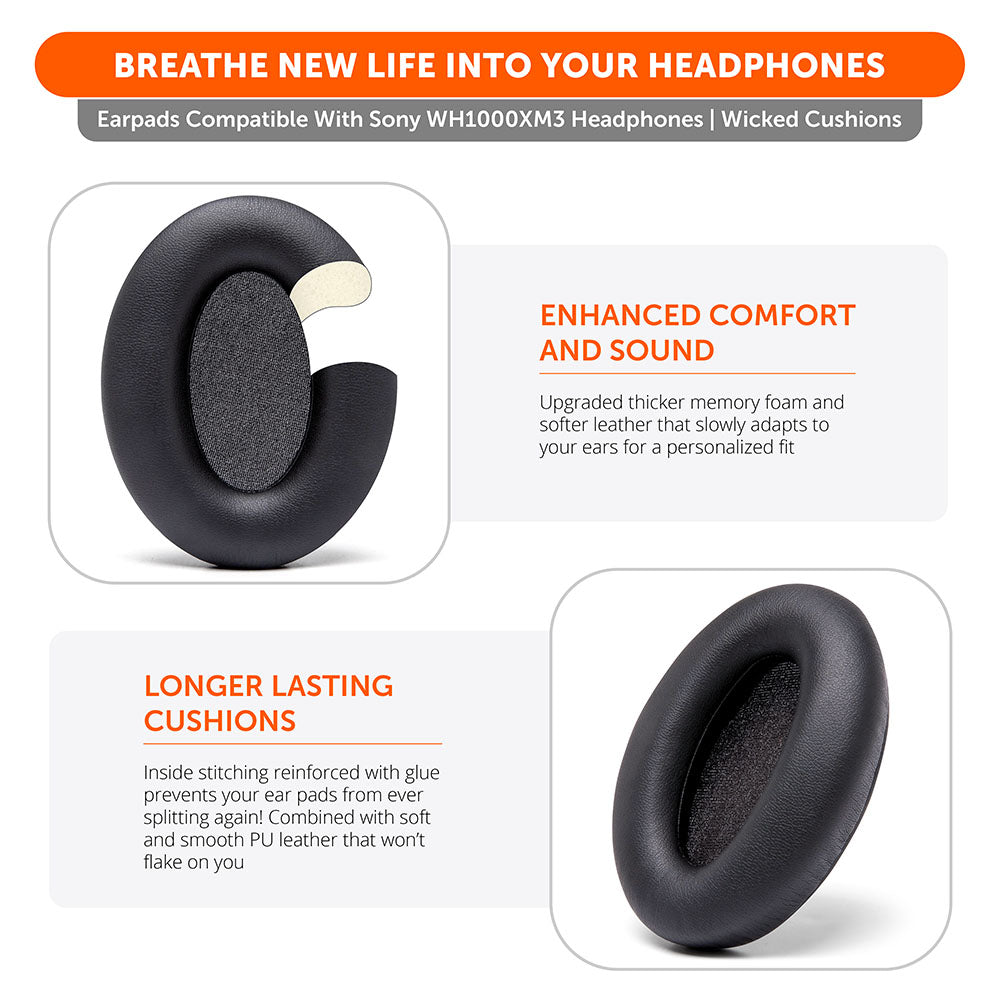 Wicked Cushions Ear Pads For Sony WH1000XM3 Over-Ear Headphones