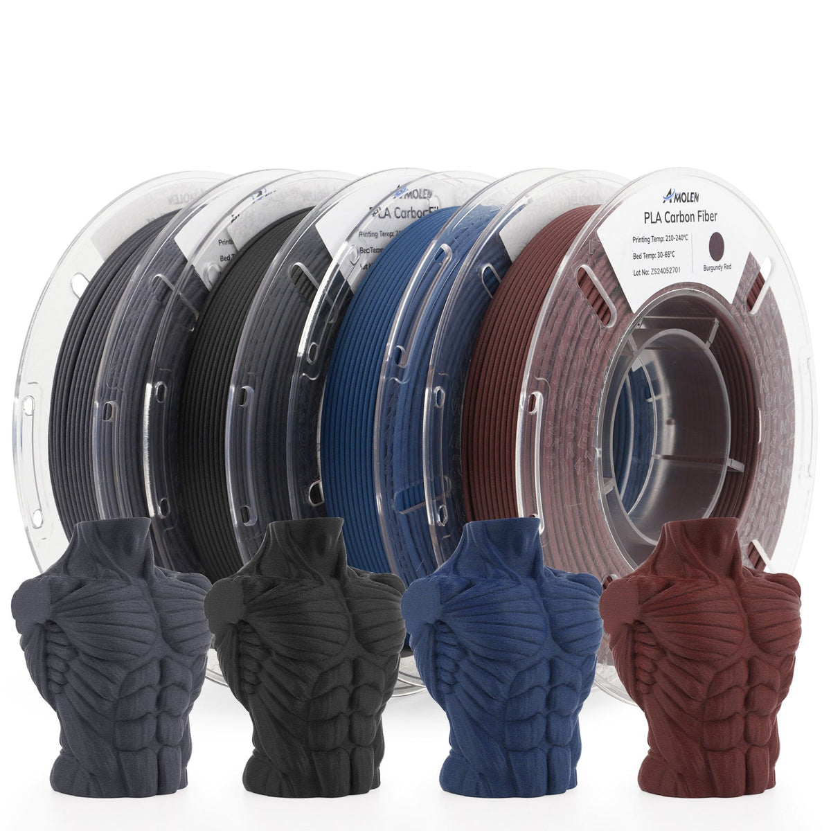 Amolen PLA Carbon Fiber Variety Pack (4x200g) - 1.75MM