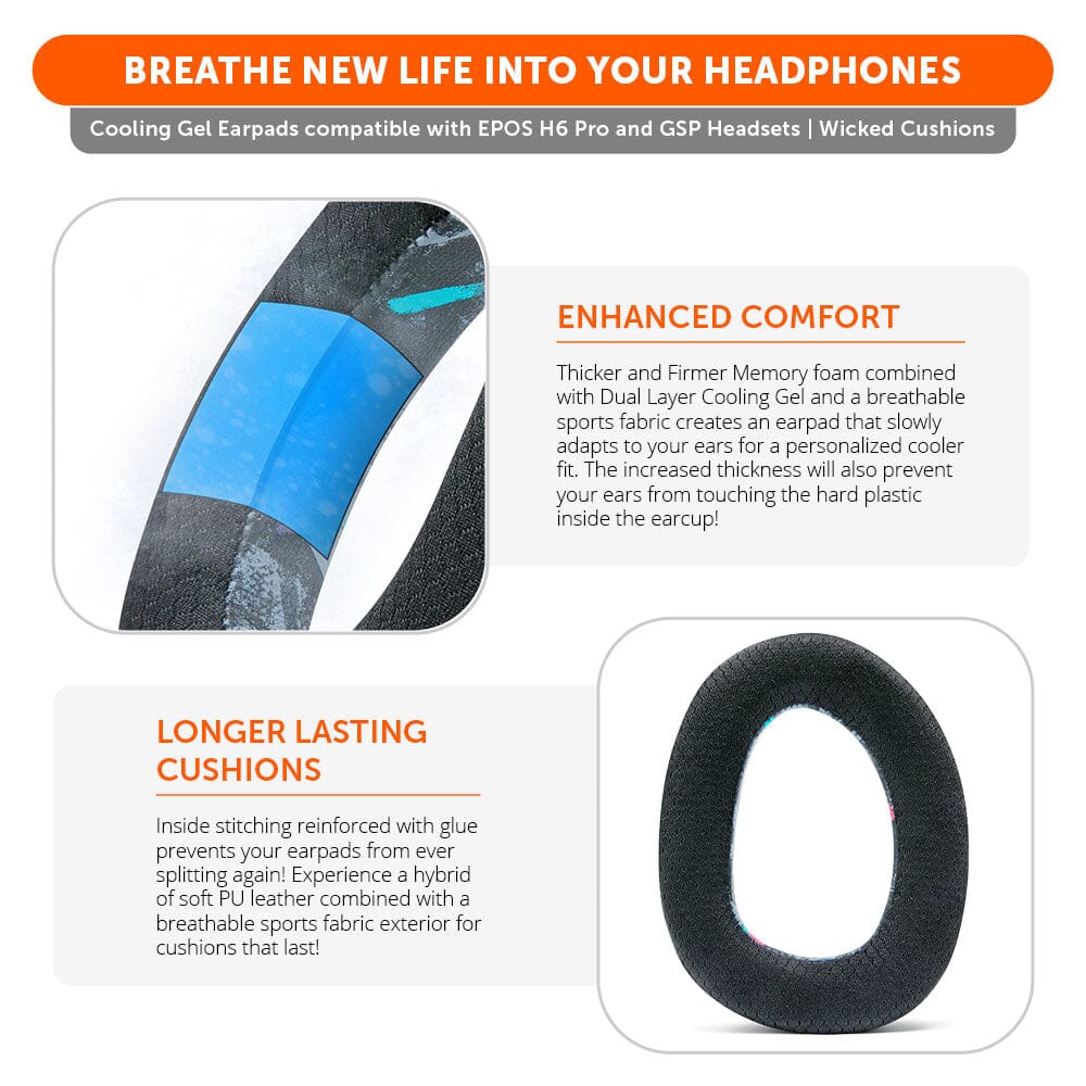 Wicked Cushions EPOS H6 Pro & GSP Headset Earpads - WC FreeZe Cooling Gel