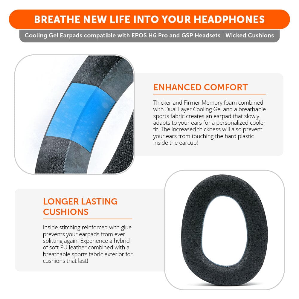 Wicked Cushions EPOS H6 Pro & GSP Headset Earpads - WC FreeZe Cooling Gel