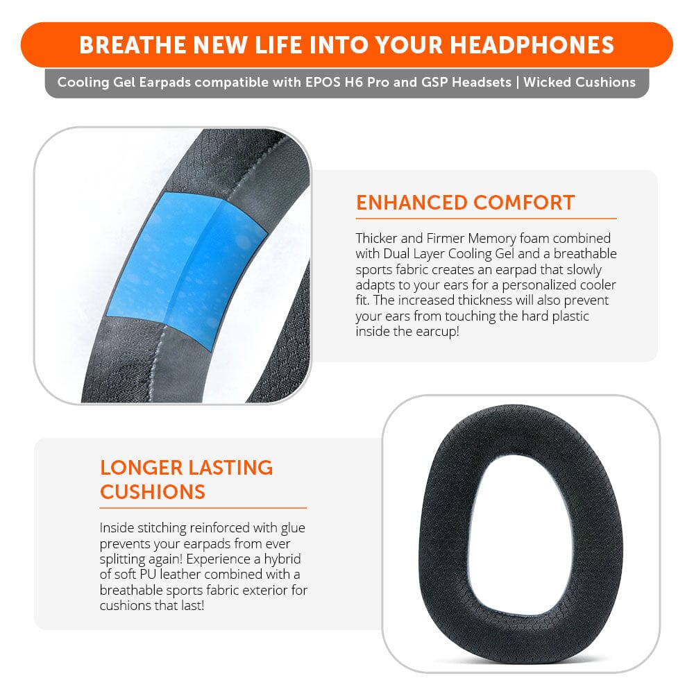 Wicked Cushions EPOS H6 Pro & GSP Headset Earpads - WC FreeZe Cooling Gel