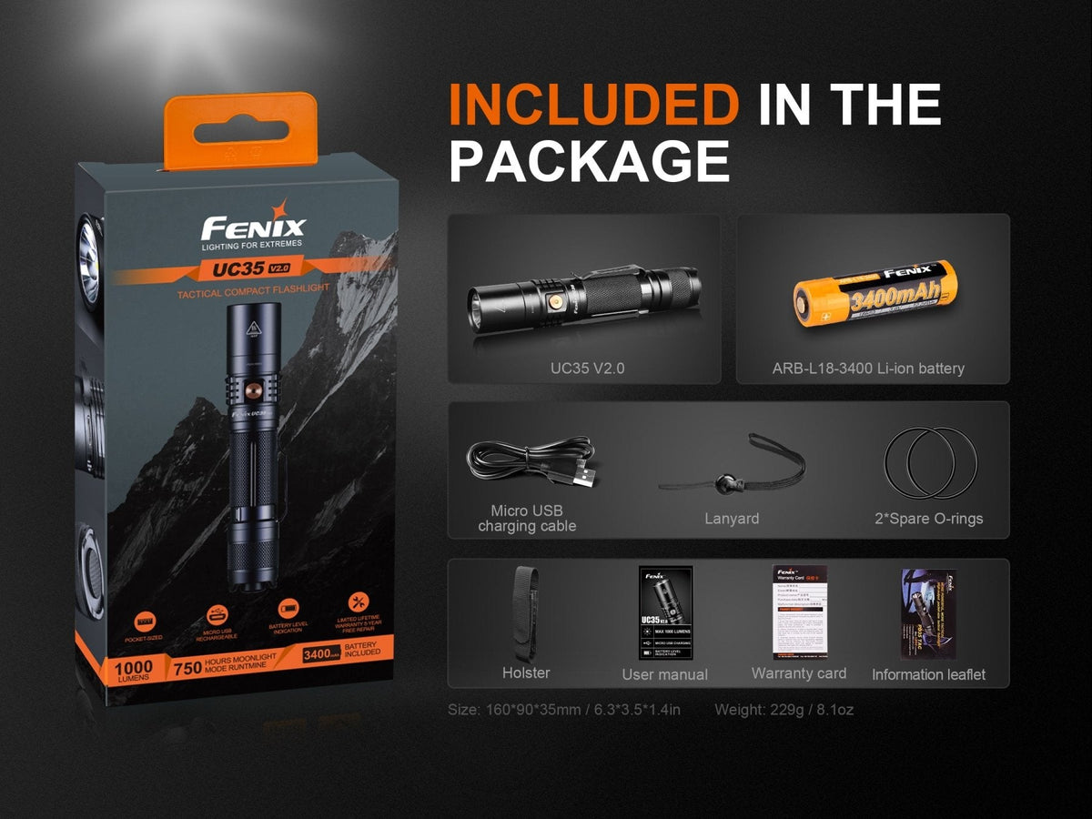 Fenix UC35 V2.0 LED Rechargeable EDC Flashlight