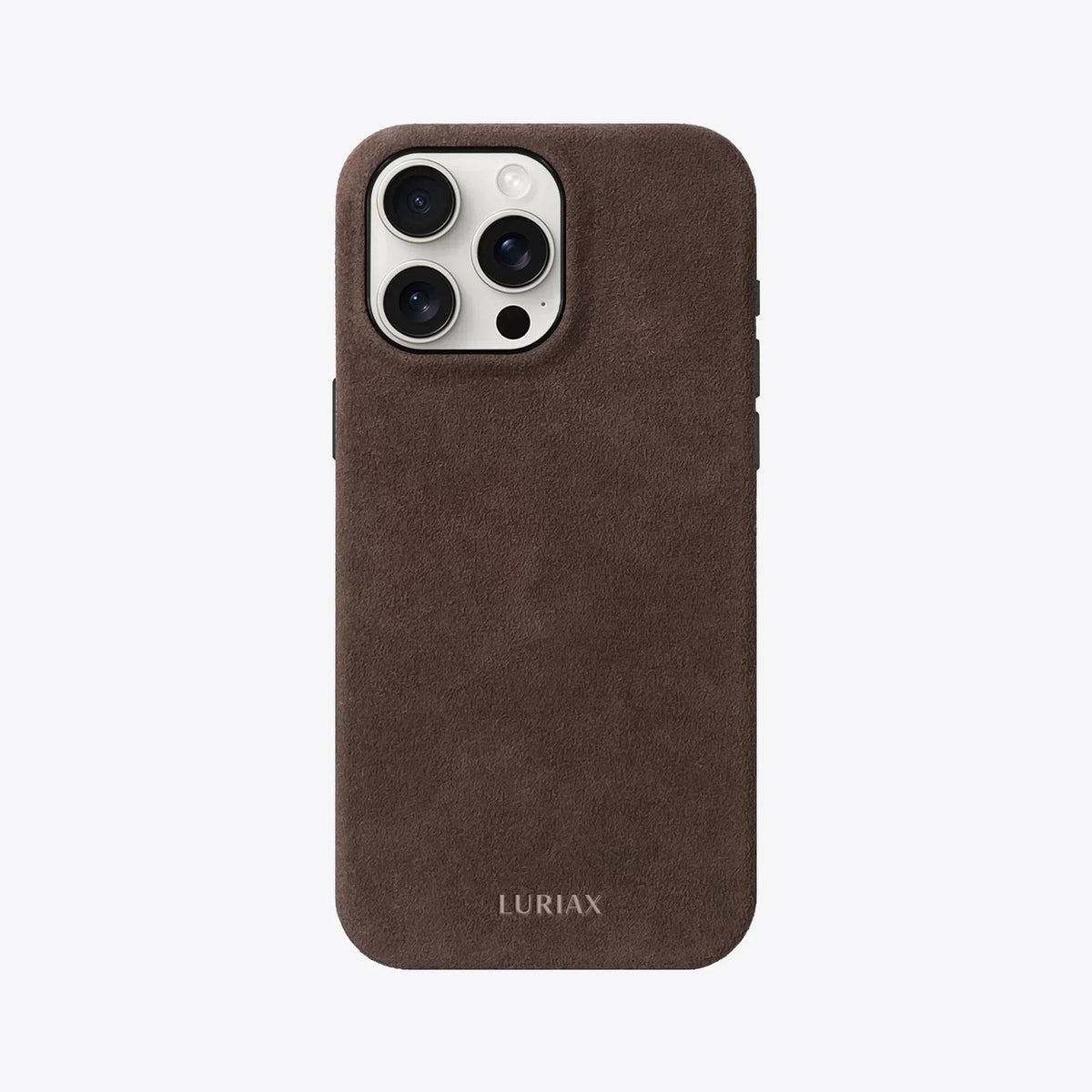 Luriax Signature Handcrafted Case iPhone 16 — Brown — rear view and camera opening