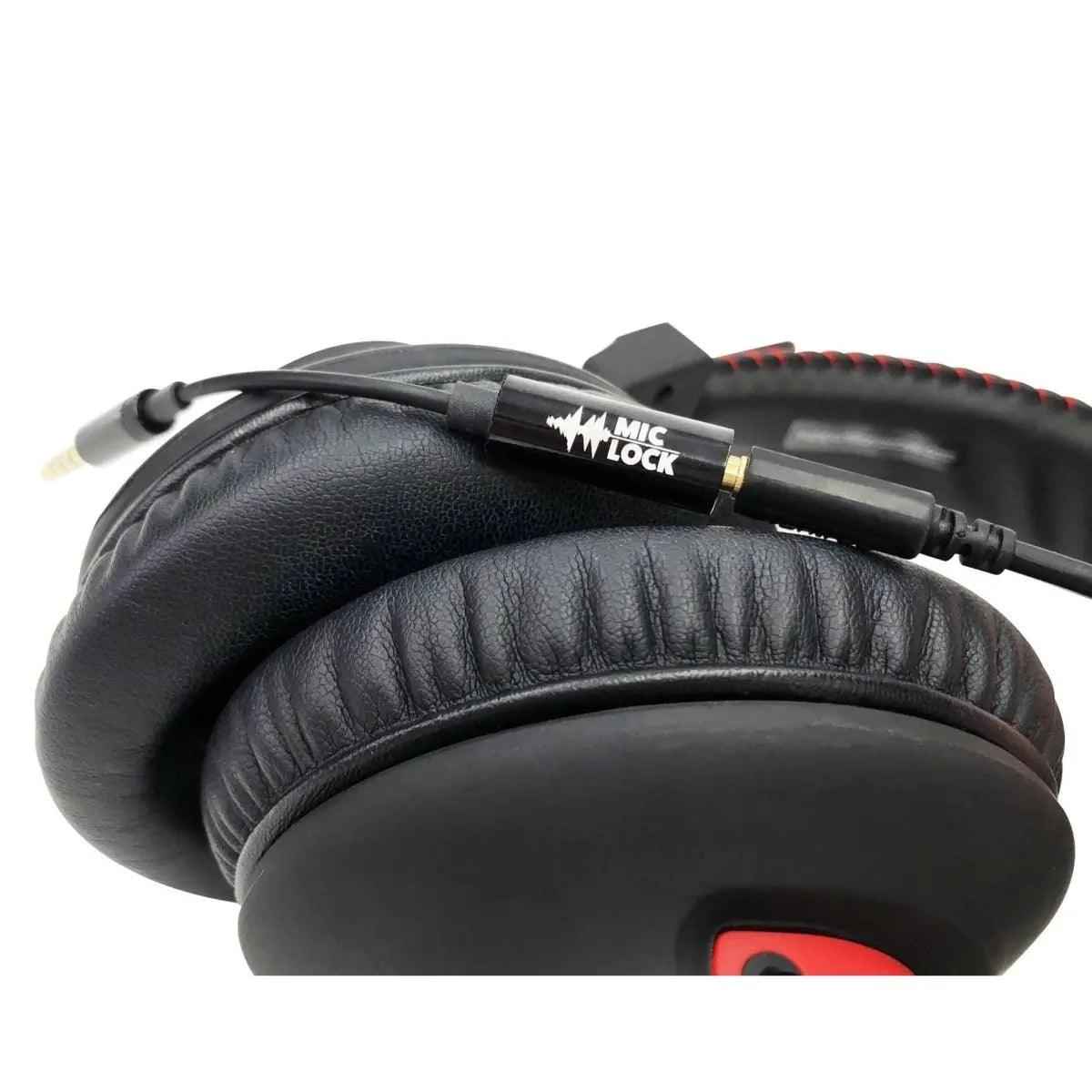 Mic-Lock SoundPass connected to over-ear headphones