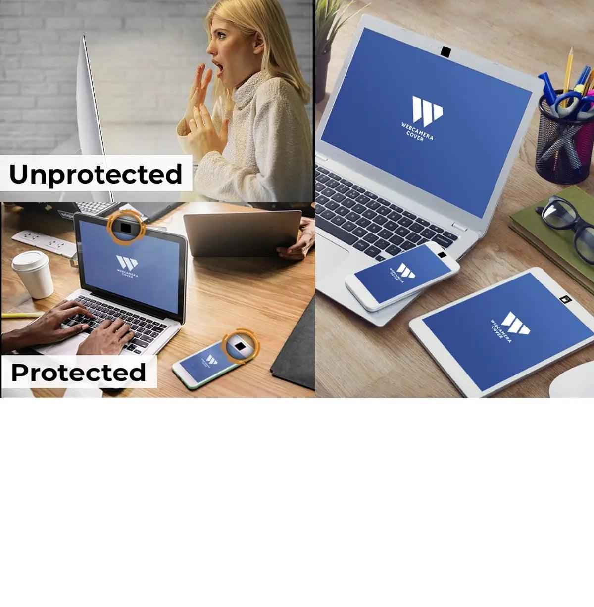 Mic-Lock Mini webcam cover usage examples on devices