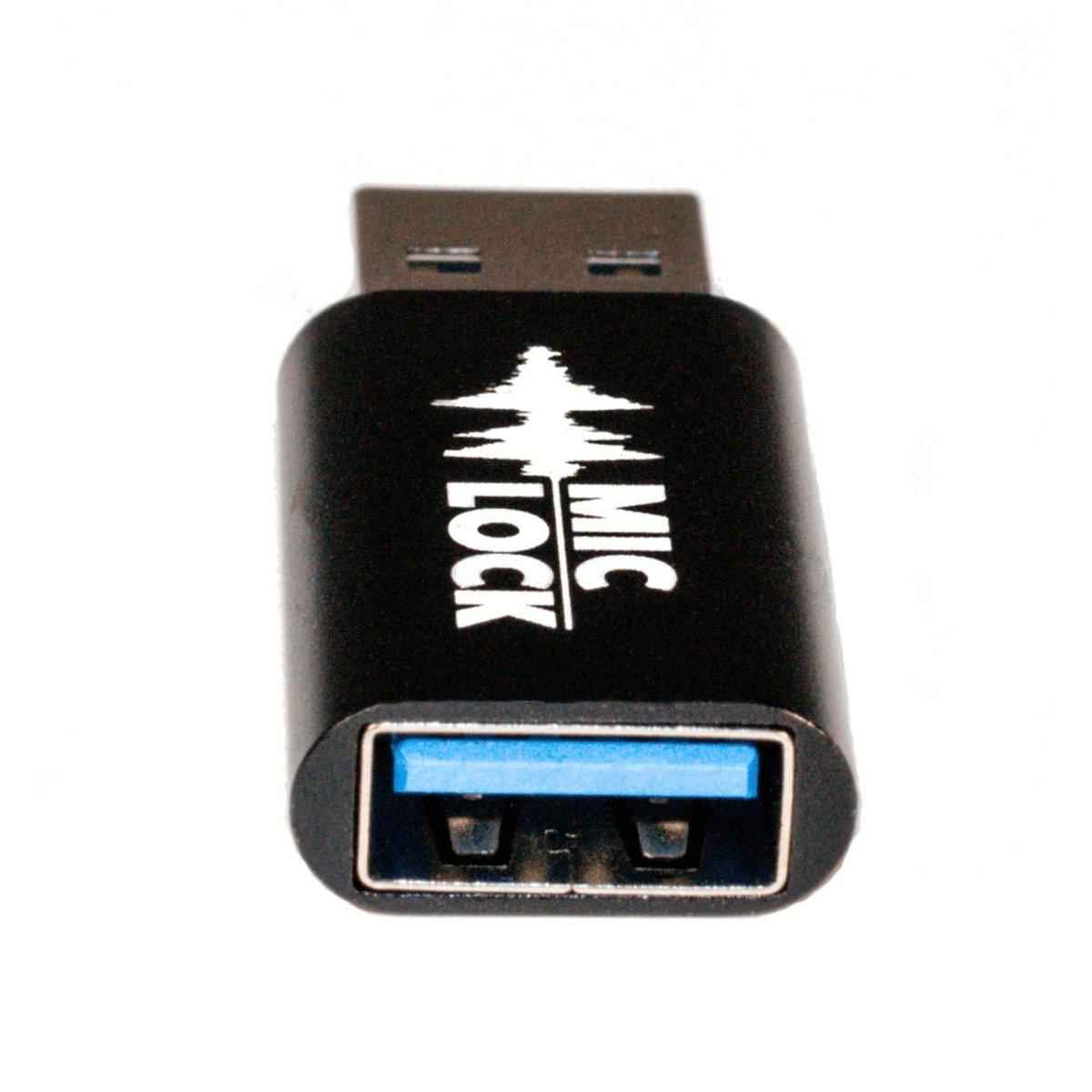 Mic-Lock USB-A socket close-up on Secure Charger