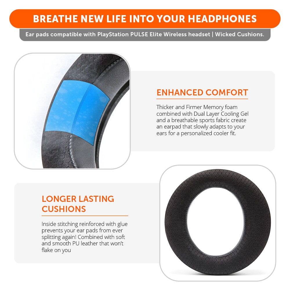 Wicked Cushions PlayStation Pulse Elite Cooling Gel Earpads - WC FreeZe Pulse Elite