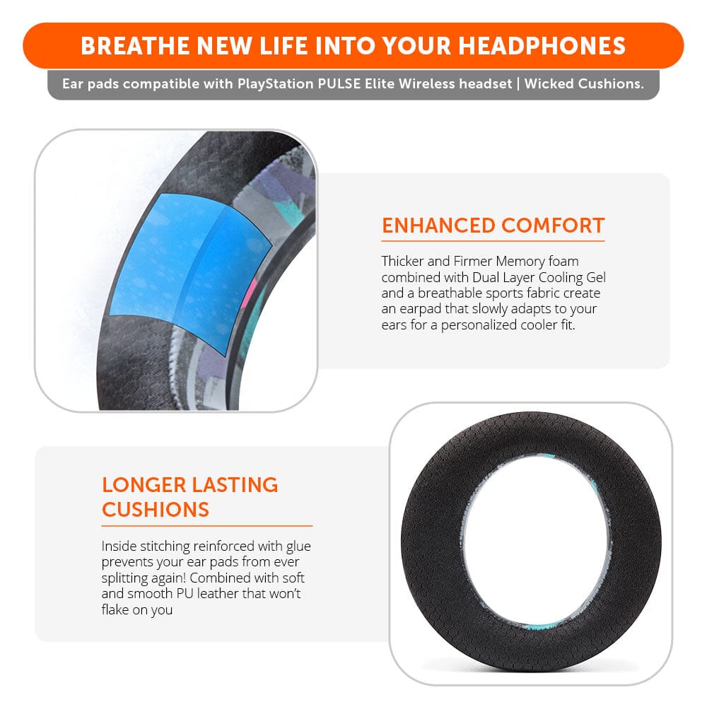 Wicked Cushions PlayStation Pulse Elite Cooling Gel Earpads - WC FreeZe Pulse Elite