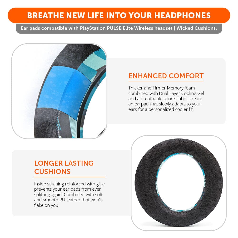 Wicked Cushions PlayStation Pulse Elite Cooling Gel Earpads - WC FreeZe Pulse Elite