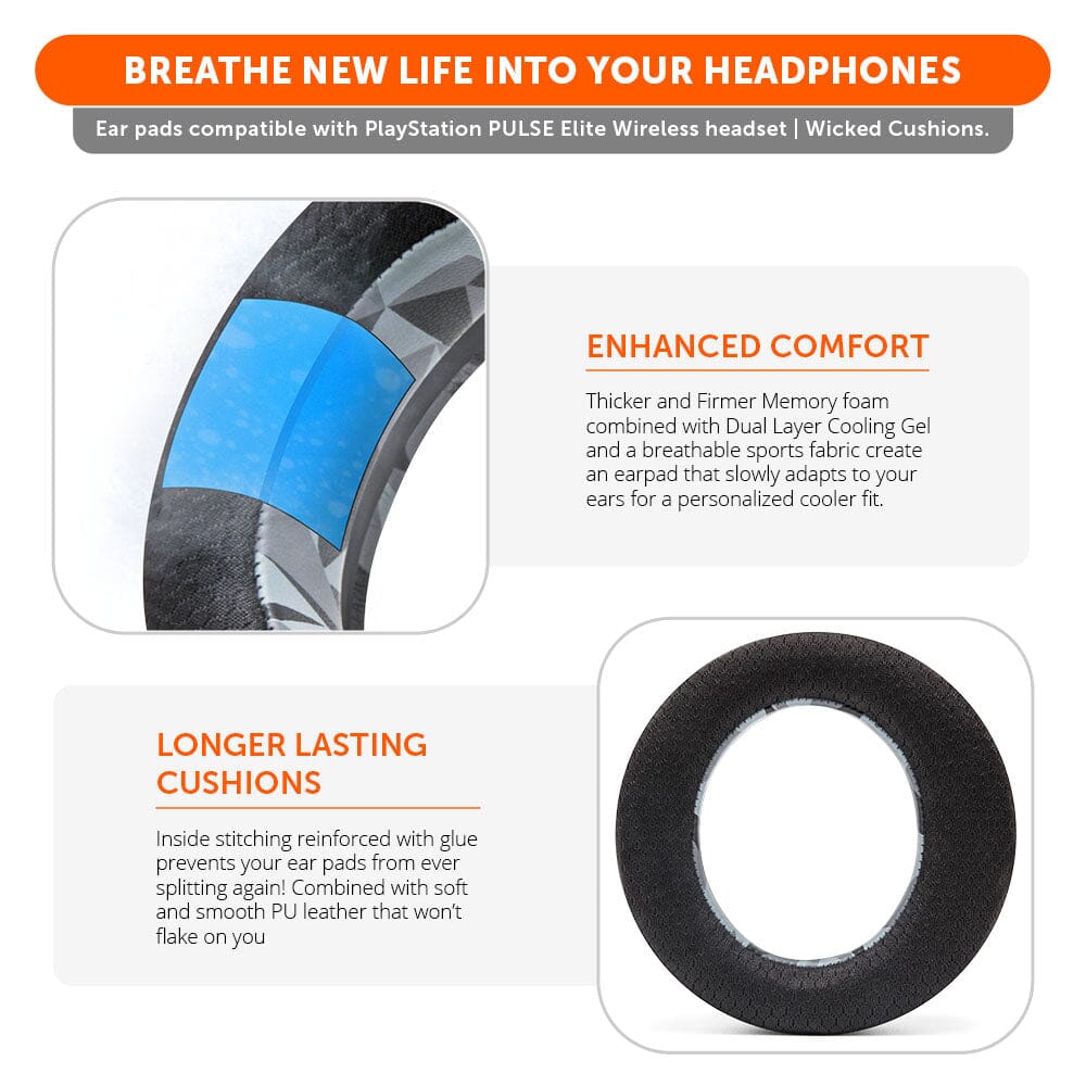 Wicked Cushions PlayStation Pulse Elite Cooling Gel Earpads - WC FreeZe Pulse Elite