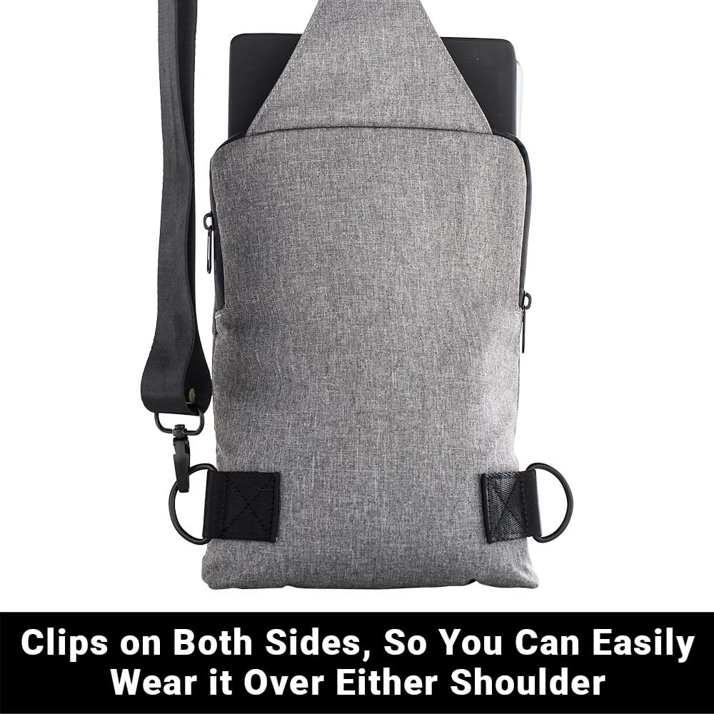Rear of SYB Sling Bag showing strap clips on both sides