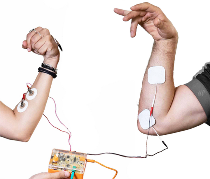Human-Human Interface kit connecting two participants’ forearms