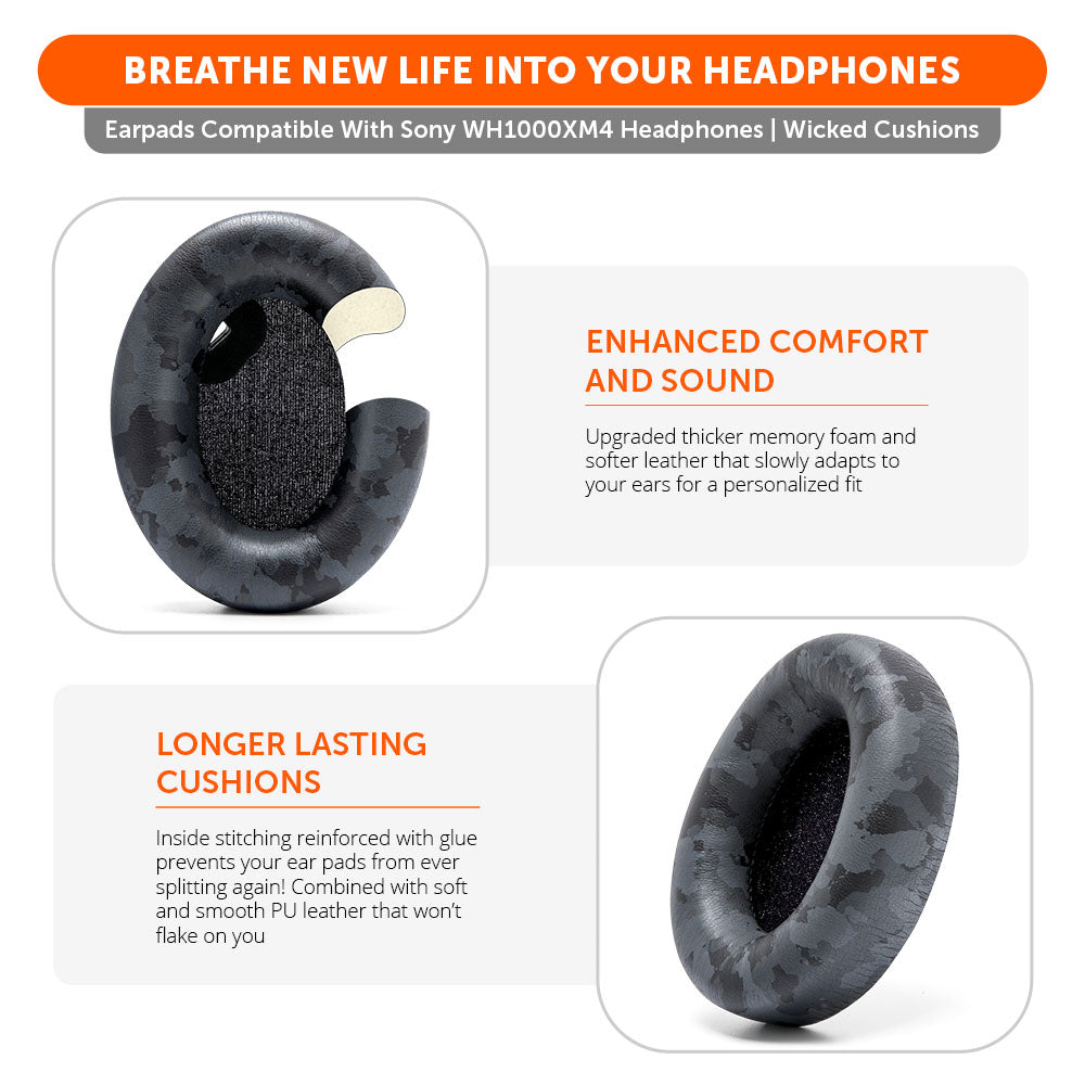 Wicked Cushions Replacement Ear Pads For Sony WH1000XM4 Over-Ear Headphones