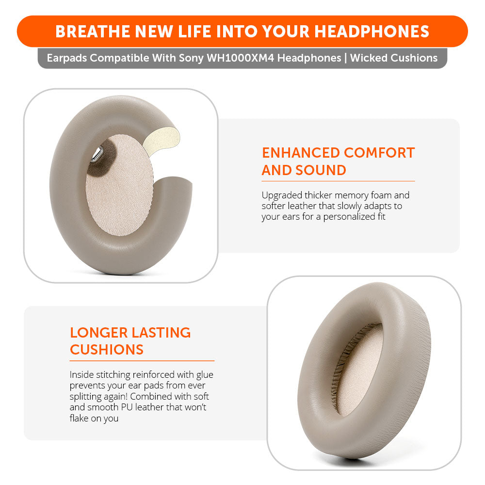 Wicked Cushions Replacement Ear Pads For Sony WH1000XM4 Over-Ear Headphones