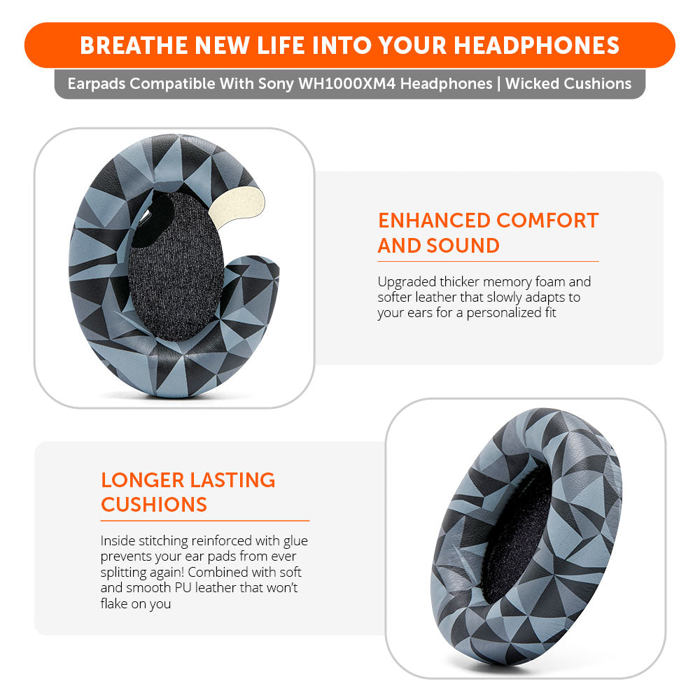 Wicked Cushions Replacement Ear Pads For Sony WH1000XM4 Over-Ear Headphones